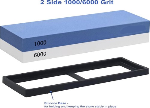 Knife Sharpening Stones Non Slip Base Angle Guide 6000 1000 Grit Side 5 In 1 NEW - Picture 1 of 9