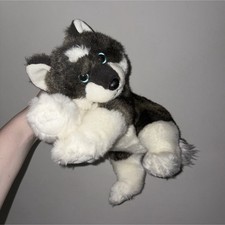 SUPER CUTE Gray White Wolf Plush Stuffed Animal Small 6-14in Blue Eyes