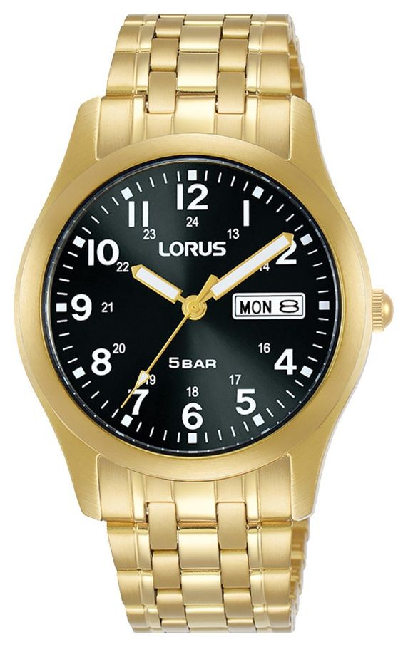 Lorus Classic Day/Date (38mm) Black Sunray Dial / Gold PVD Stainless RXN76DX9