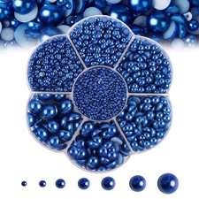 5600PCS Half Round Pearls Flatback Imitation 2/3/4/5/6/8/10mm, Deep Blue