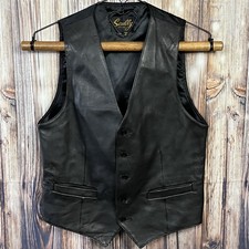 Scully Mens Black Leather Vest Satin Lining  Back 5-Button Size 40 Adj. Back