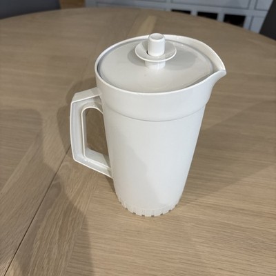 Tupperware 1L Krug / Kanne Druckknopf Vakuumverschluss Deckel creme