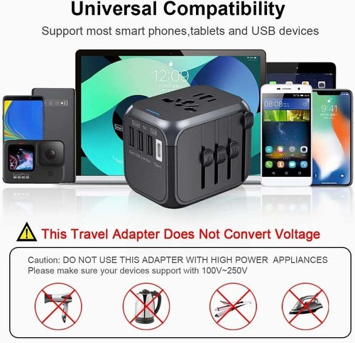 Travel Adapter: Universal International Power Adapter with 3 USB Port and Type-C - Picture 3 of 8