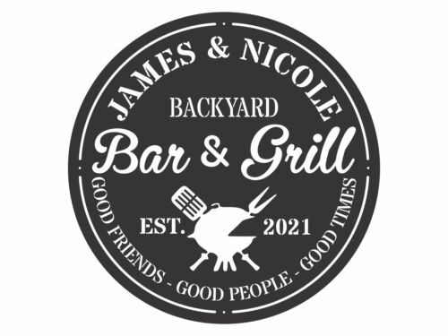 Personalized Bar and Grill Metal Wall Art, Outdoor Metal Sign Bar Wall Art, Gri - Picture 1 of 3