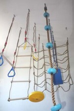 4 Pieces Indoor Doorway Gym Set Includes Swing Chair, Trapeze, Rope, Hanging Bed