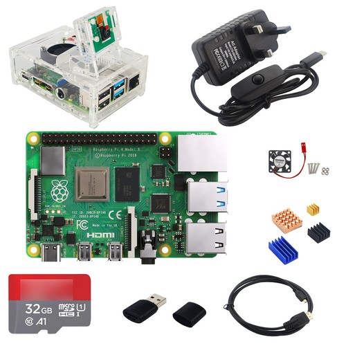 Raspberry Pi 4 8GB Starter Kit - 5MP Camera, Case with Fan, PSU, 32GB SD Card