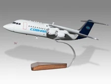 British Aerospace RJ100 Cobham Aviation Desk Wood Airplane New Model Small 1/100