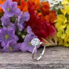 2 Ct Round Cut Solitaire Engagement Ring For Women, Dainty Minimalist Ring