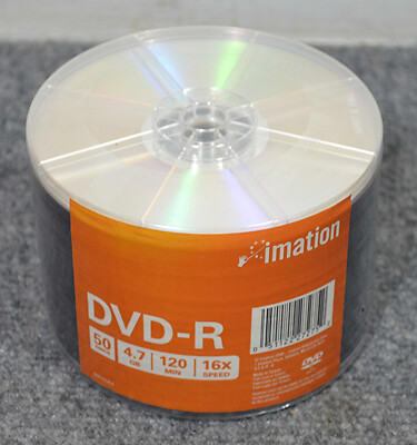 Brand New imation DVD-R 50-Disks 4.7GB 120 Min. 16X Speed