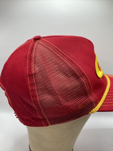 Vintage 80s PIERCE Manufacturing Fire Truck Snapback Trucker Hat Braided Mesh - Picture 6 of 13