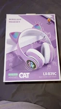 Bluetooth Wireless Cat Rabbit Ear Headsets LED w/Mic Headphones For Kids Girls