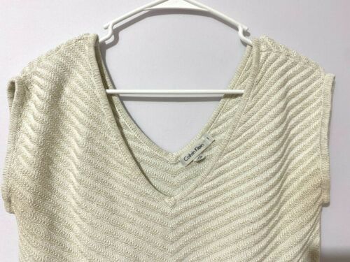 Calvin Klein womens sleeveless sweater vest w/ gold/metallic glitter size  Small | eBay