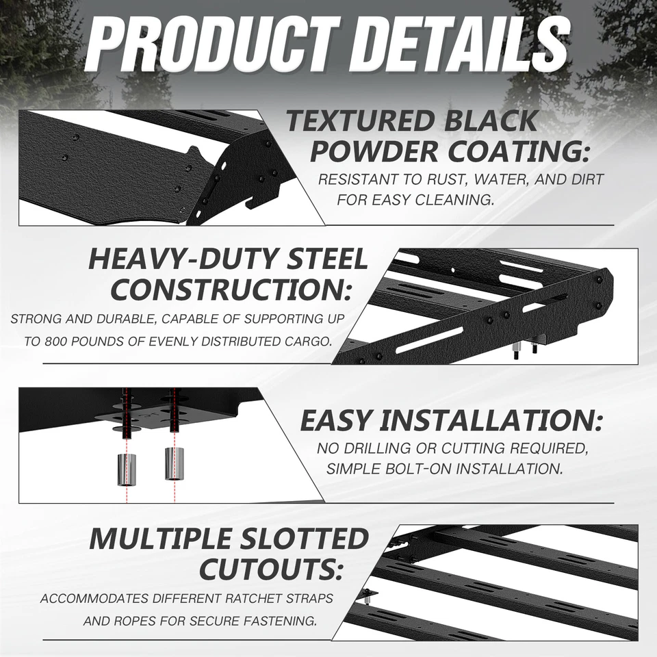For 2010-2024 Toyota 4Runner 5th Gen Full Size Roof Rack Cargo Basket Cargo Rack - Image 4 of 4