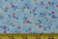 By 1/2 Yd, Pink Yellow Blue Floral on Lt-Blue Quilt Cotton/Classic Cottons,P7715