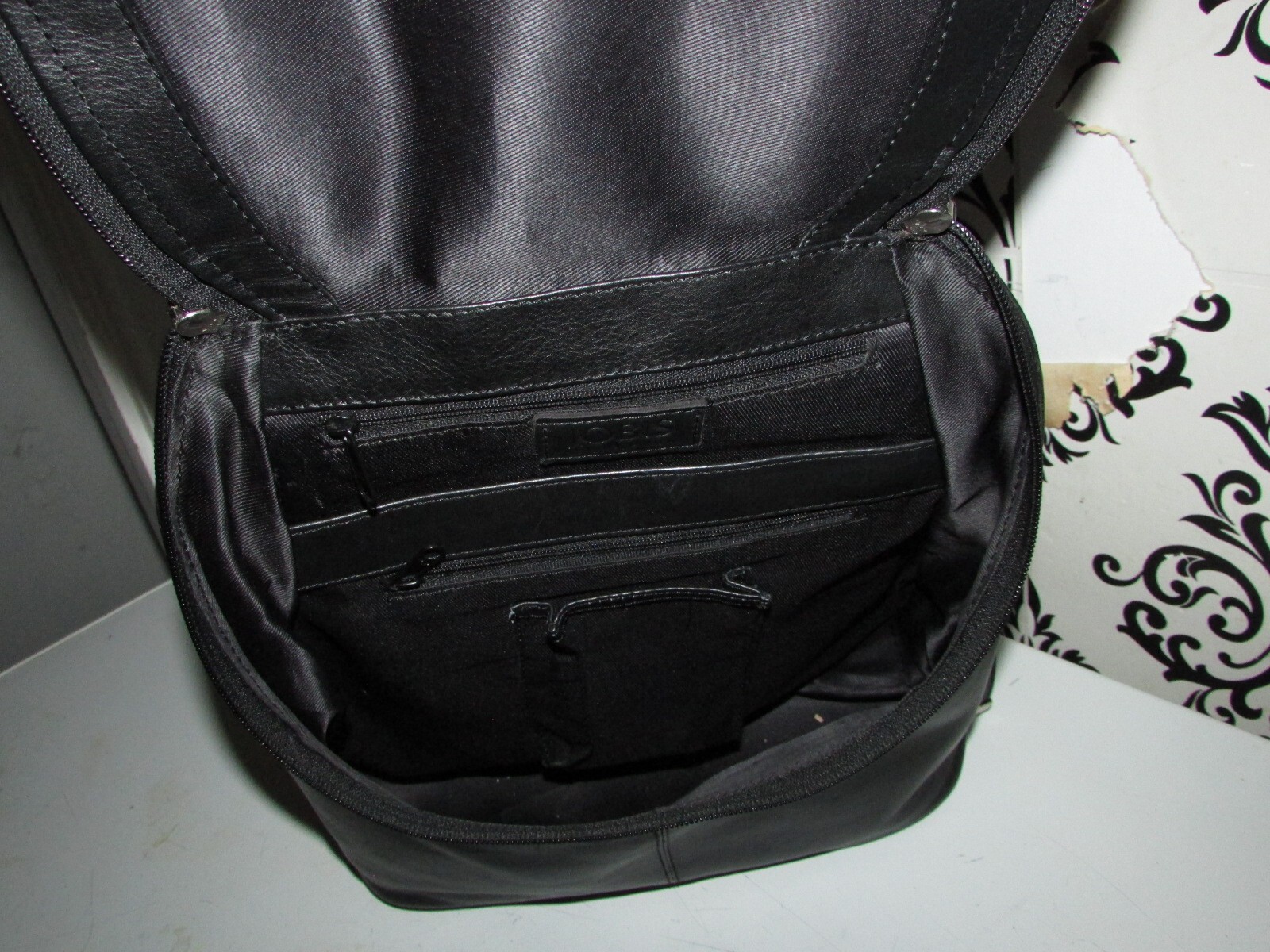 JOBIS REAL LEATHER BLACK BACKPACK RUCKSACK SLOUCH GRAB SHOULDER HANDBAG