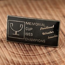 Portland Winter Hawks Hockey VTG Lapel Pin 1983 Memorial Cup Champions Black