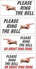 PLEASE RING THE BELL / SHOUT DING DONG vinyl sticker - choice of size and design