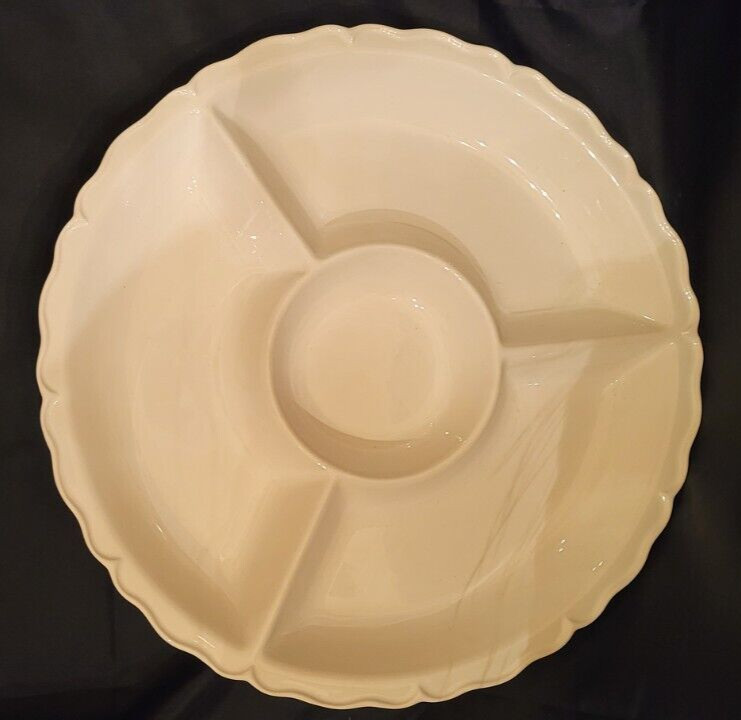 Large White Round Ceriart Divided Serving Tray - Portugal
