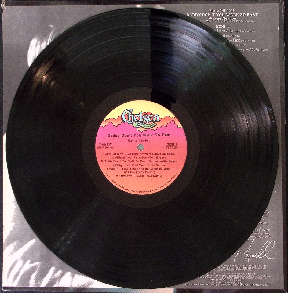 WAYNE NEWTON DADDY DON'T YOU WALK SO FAST CHELSEA RECORDS   VINYL LP 171-29 - Image 3 of 4