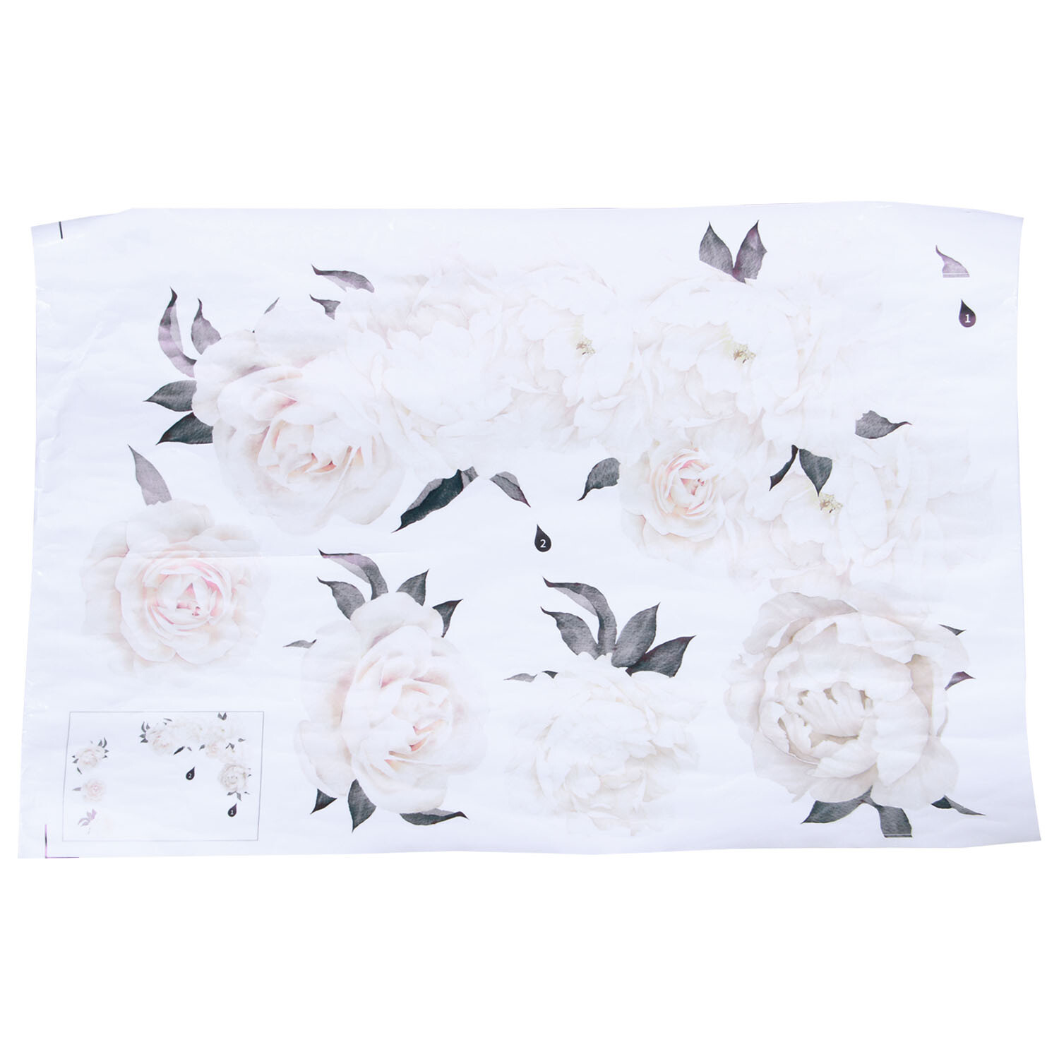 White Peony Rose Flowers Blossom Kid Wall Sticker Home Nursery Decor Baby1502