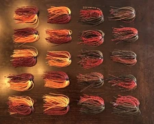 20 Tournament Double Banded Bass Jig Skirts - Jackhammer Fire Craw