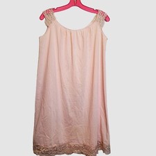 MCM Van Raalte Nylon Night Gown Pink Lace Straps Trim Size Petite Made in USA
