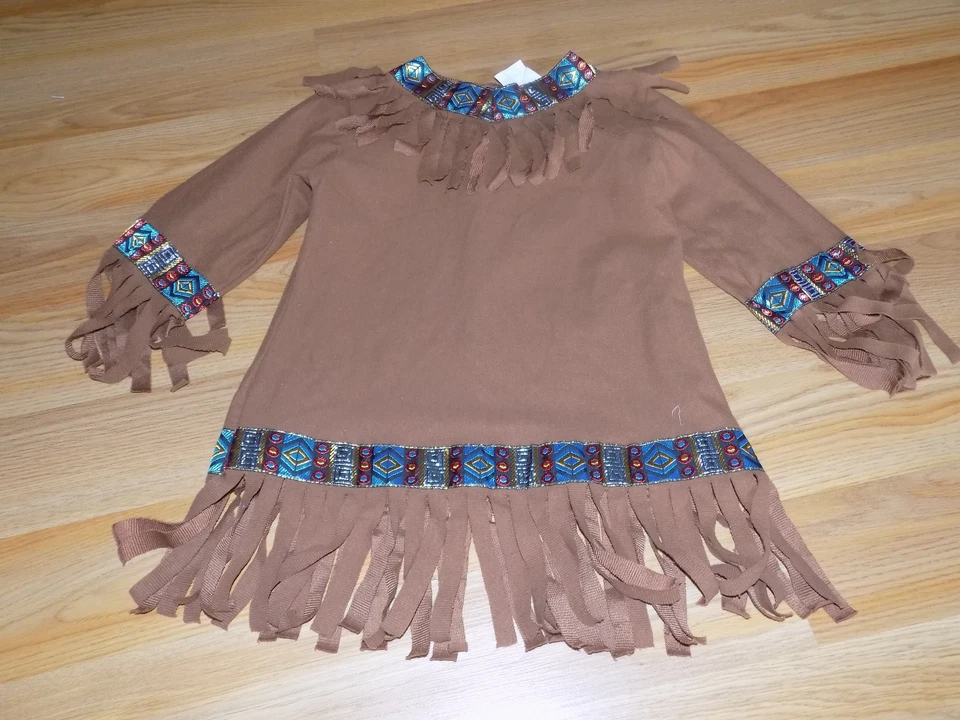 Vestido Disfraz Halloween Indio Nativo Americano 3-4T Niño Pequeño Talla Grande Usado en Excelente Condición Foto 2 de 4