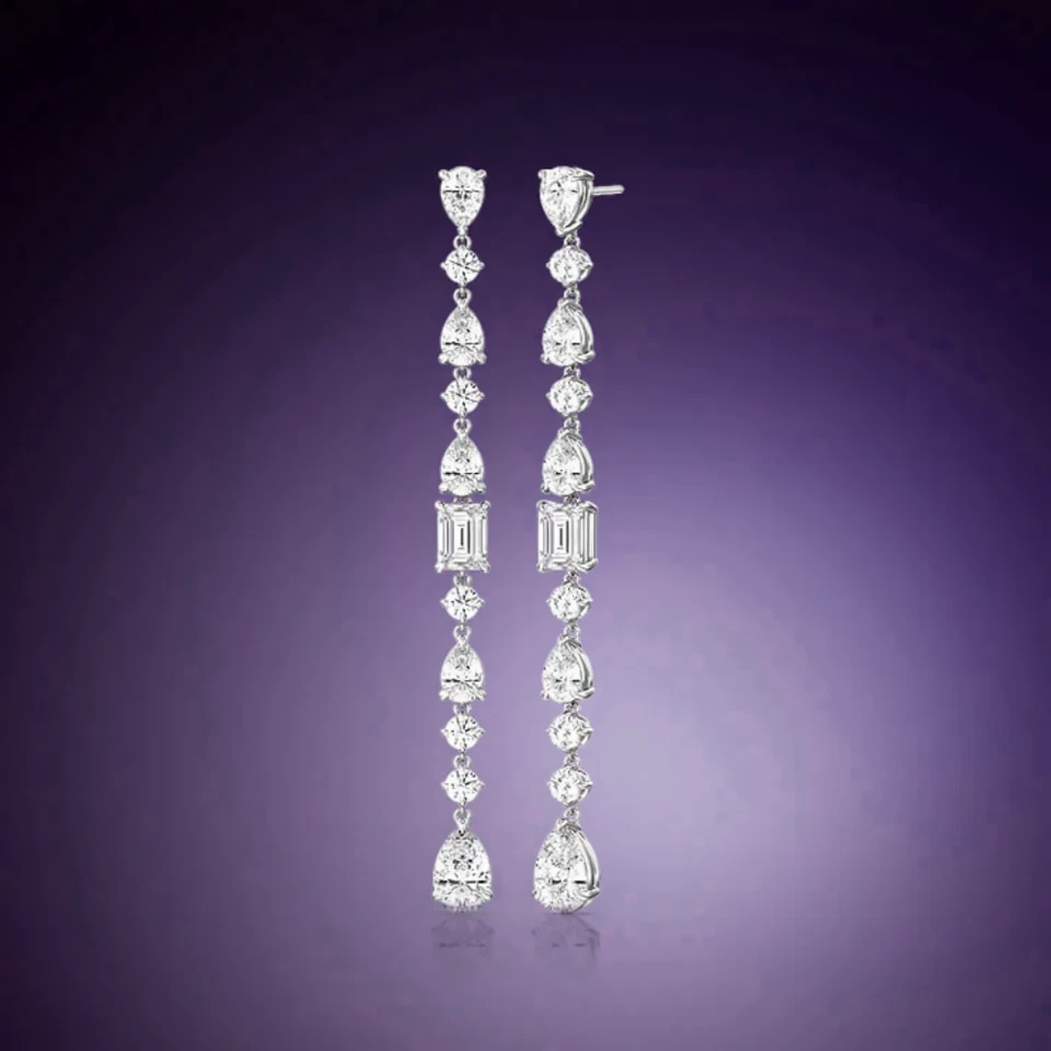 Smaragd Birne Diamant Runde Weißgold 18K Ohrringe 3,50 Ct Lab Created Cut Ohr... - Bild 2 von 4