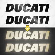 Set 2 stickers DUCATI 6" Reflective BLACK night visible tank helmet tuning decal