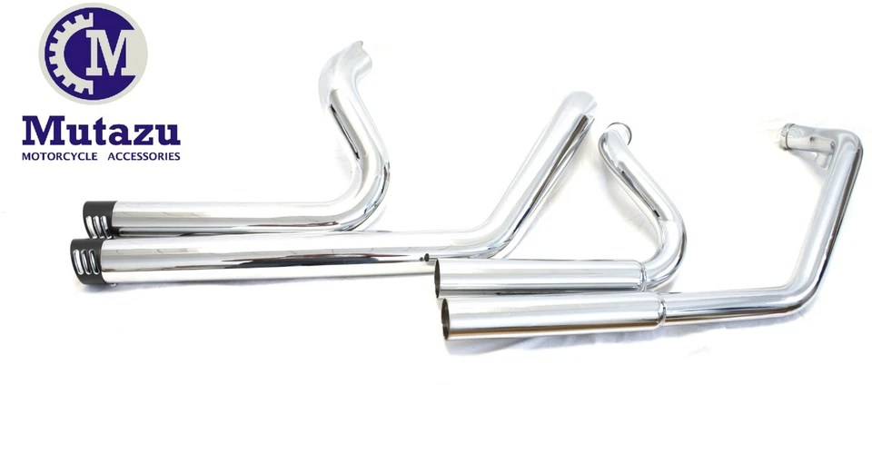 Silenciadores de escape dobles Mutazu cromados de 2,5" para Harley Sportster 14-UP Foto 4 de 4