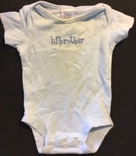 Baby Essential Boys Blue Lil'Brother One-Piece Outfit Size 0-6 Months