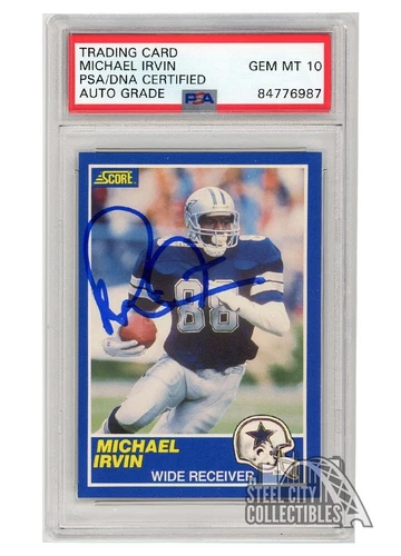 Michael Irvin 1989 Score Autograph Rookie Card #18 PSA/DNA 10