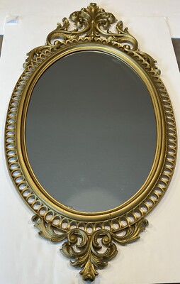 Vtg Burwood #4421 Hollywood Regency Gold Arabesque Wall Mirror Ornate