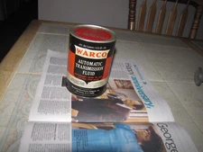 Vintage WARCO AUTOMATIC TRANSMISSION FLUID 1 Quart Oil Tin Can Orange Deco Black