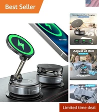 15W Wireless Magnetic Car Phone Holder with Suction Cup | 360° Adjustable Mount