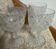 Set of 4 EAPG King, Sons & Co. No. 25 FINE CUT & BLOCK Clear 6” 10-oz Goblets