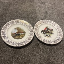 Fox Hunting Scene, Horses,dogs,riders,Vintage Plates, Royal Falcon,iron Stone,