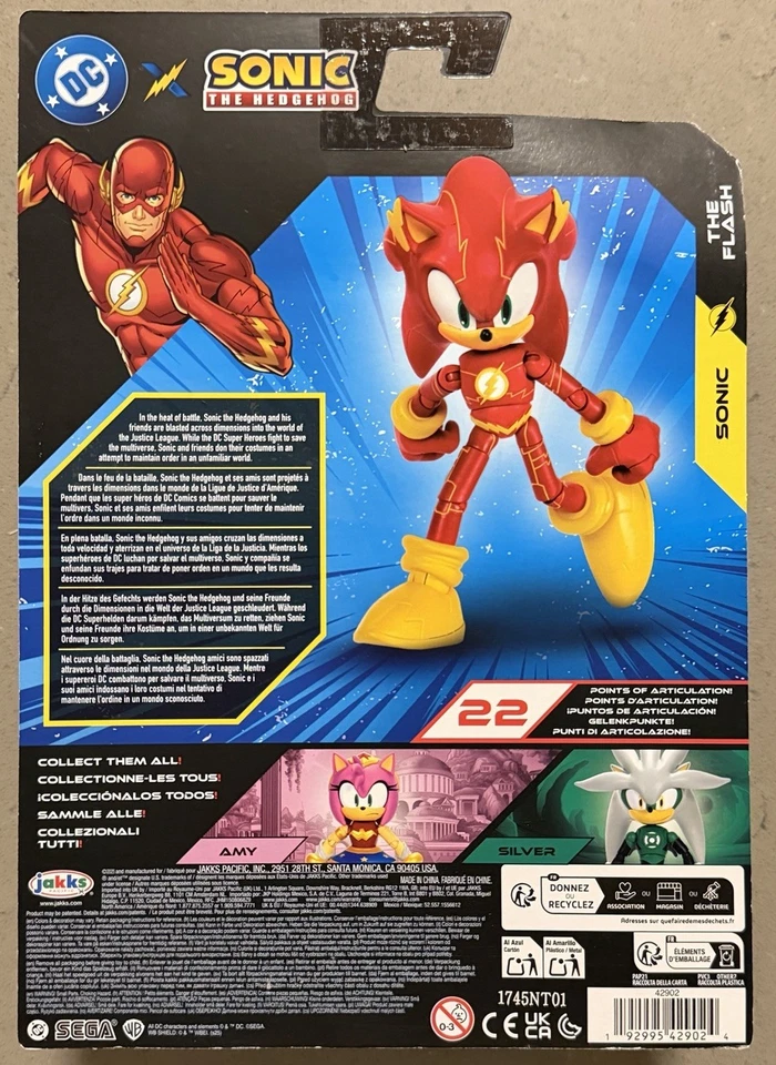 New 2025 DC x Sonic The Hedgehog - Sonic The Flash -  5" Jakks Pacific - Image 2 of 2