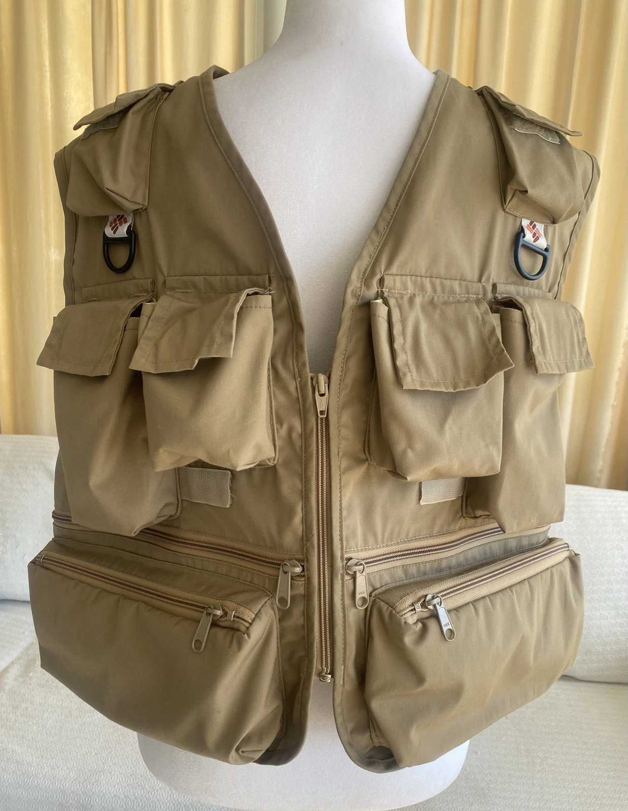 Vintage Columbia Fishing Vest Mens L Made in USA Multi Pocket Utility Outdoors