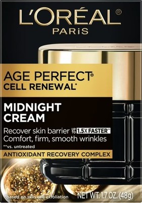 L'Oreal Paris Age Perfect Cell Renewal Midnight Cream, Antioxidant 1.7 oz NEW