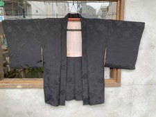 Japanese Vintage Kimono Haori Jacket Black Silk Women's No.245