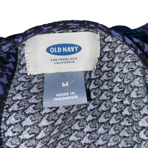 Old Navy Simple Dress Blue Houndstooth Medium - Picture 4 of 5