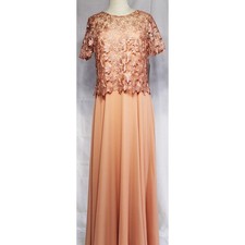Chiffon and Lace Mother of the Bride Groom Gown-GA1842-PEACH-2X,3X-NWTags