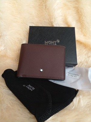 Brown Leather wallet 37/Montblanc Meisterstuck BiFold 5 Credit Card Men's Wallet