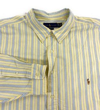 Ralph Lauren Polo Men's Classic Fit Flesh Pony Yellow Stripe Oxford Shirt 4XB