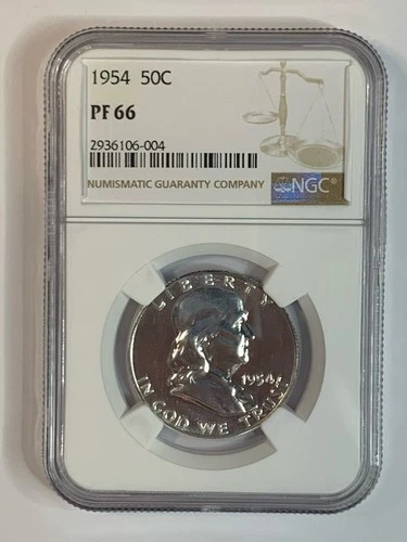 1954 50c Ben Franklin Half Dollar Proof NGC PF66**OXKKE004