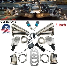 3" Dual Electric Exhaust Valve Y Pipe Motor Kit w/ Manual Control &Remote Switch