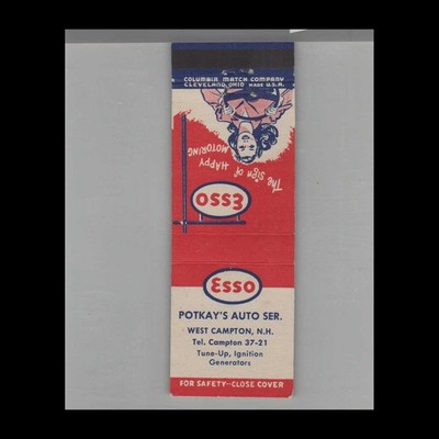 Potkay's Auto Service West Campton NH Matchbook Cover - Esso Gas Station