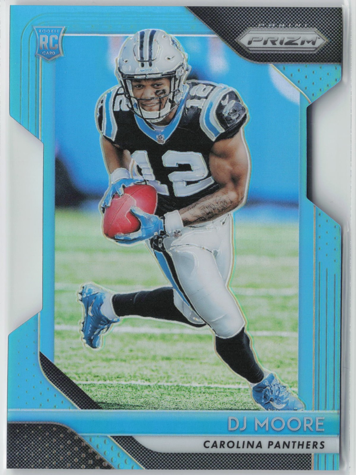 2018 Panini Prizm #207 DJ Moore Prizm Light Blue #/199