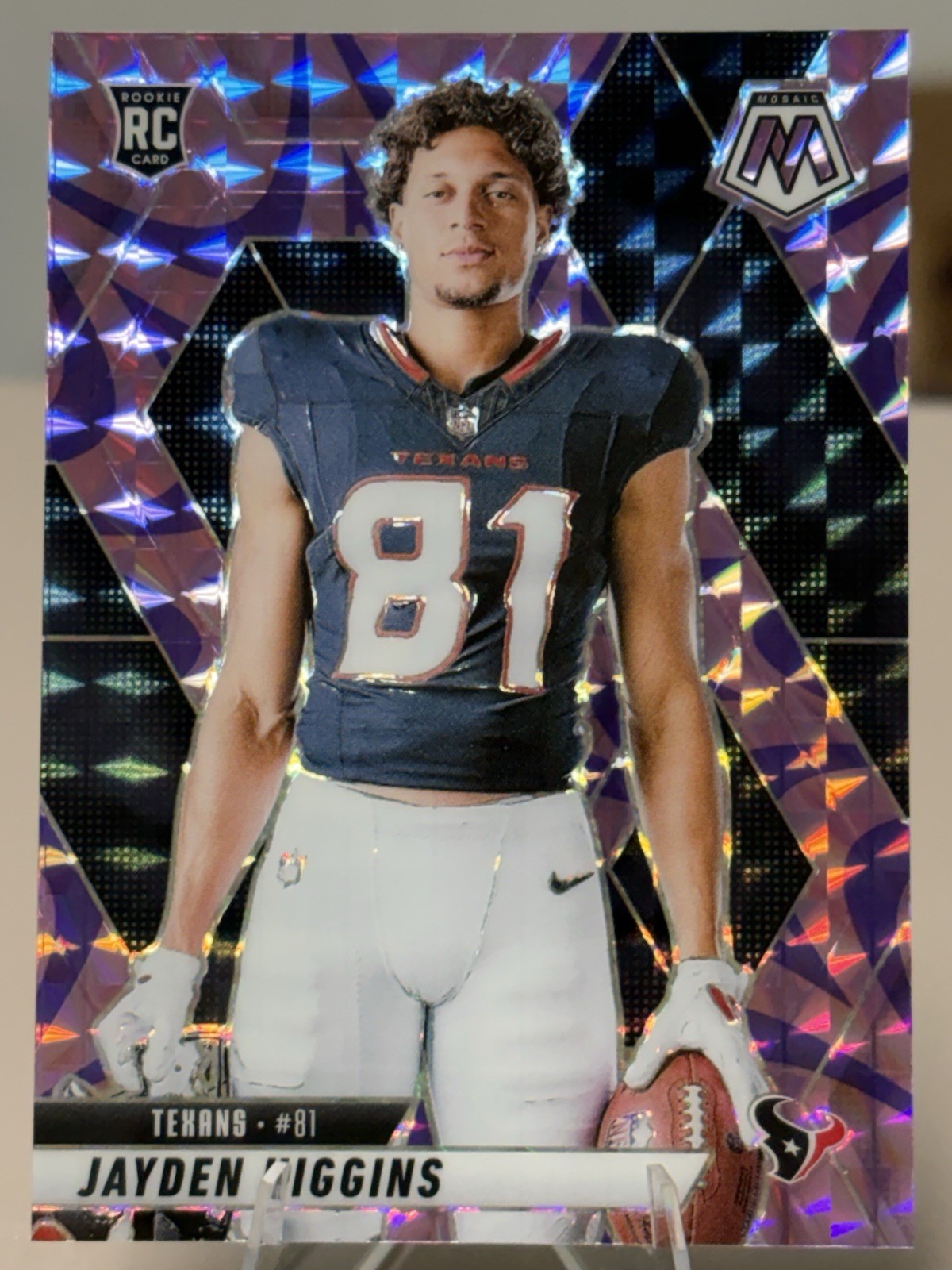 2025 Panini Mosaic Jayden Higgins RC Image Variation Camo Pink Prizm #286 Texans